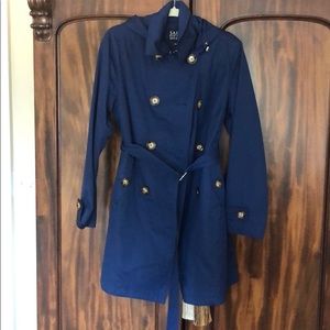 Saks Fifth Avenue Hooded Raincoat Navy